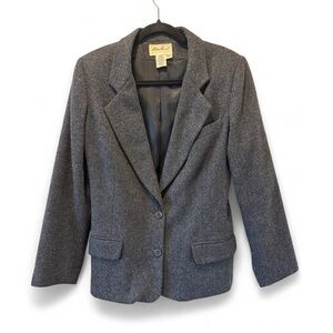 Eddie Bauer Wool Angora Women Charcoal Gray Tailored Blazer Winter Fall Jacket